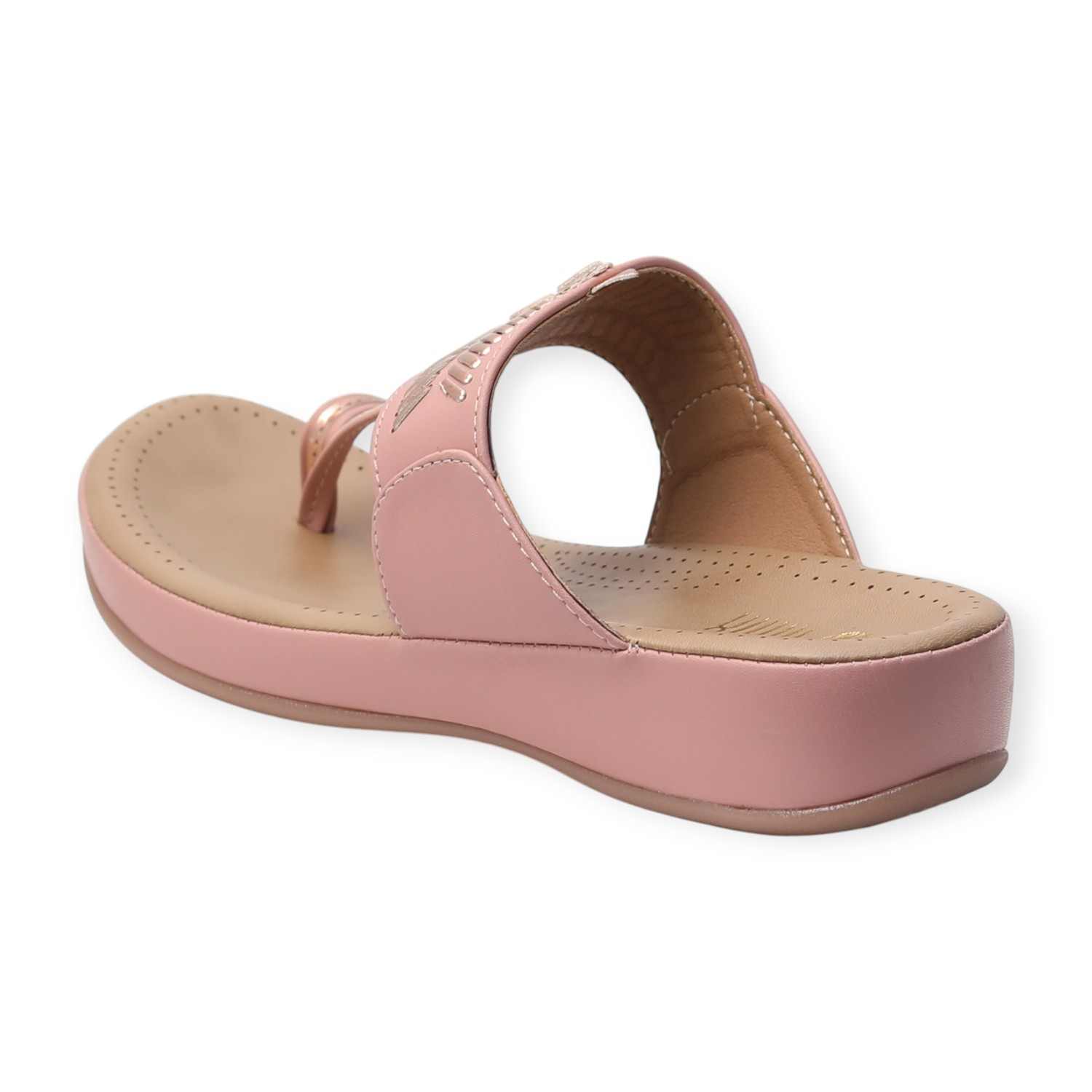 Minx Women’s Peach Sparkle-Embellished Comfortable Toe-Ring Sandals