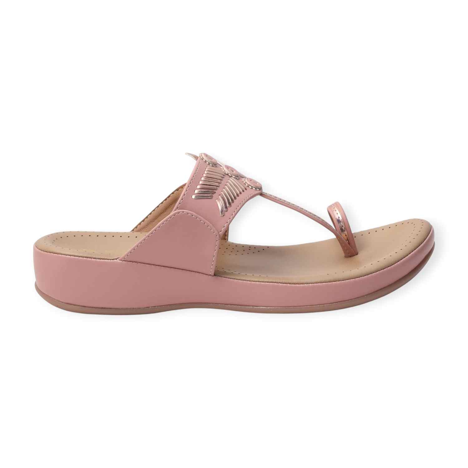 Minx Women’s Peach Sparkle-Embellished Comfortable Toe-Ring Sandals