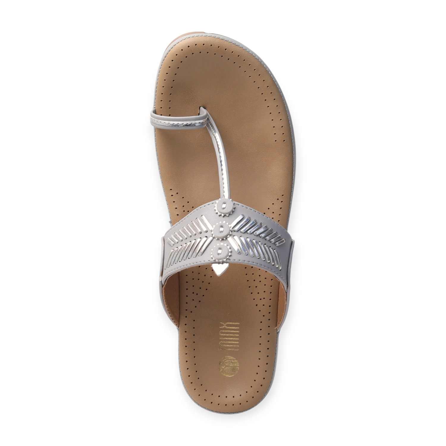 Minx Women’s Grey Sparkle-Embellished Comfortable Toe-Ring Sandals