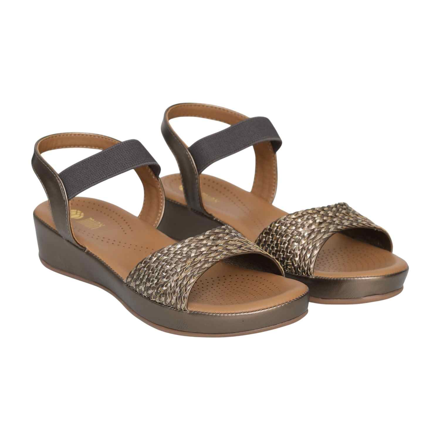 Women's Dove Grey Woven Wedge Sandals