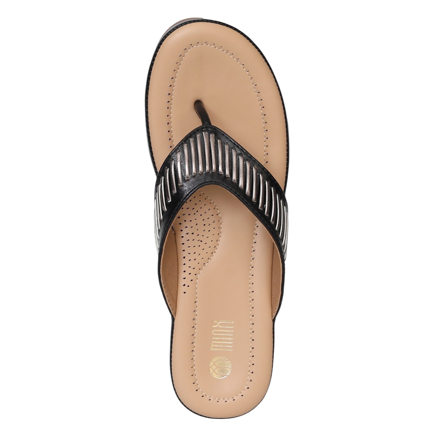 Women Black SleekLine Wedge Thong Sandals