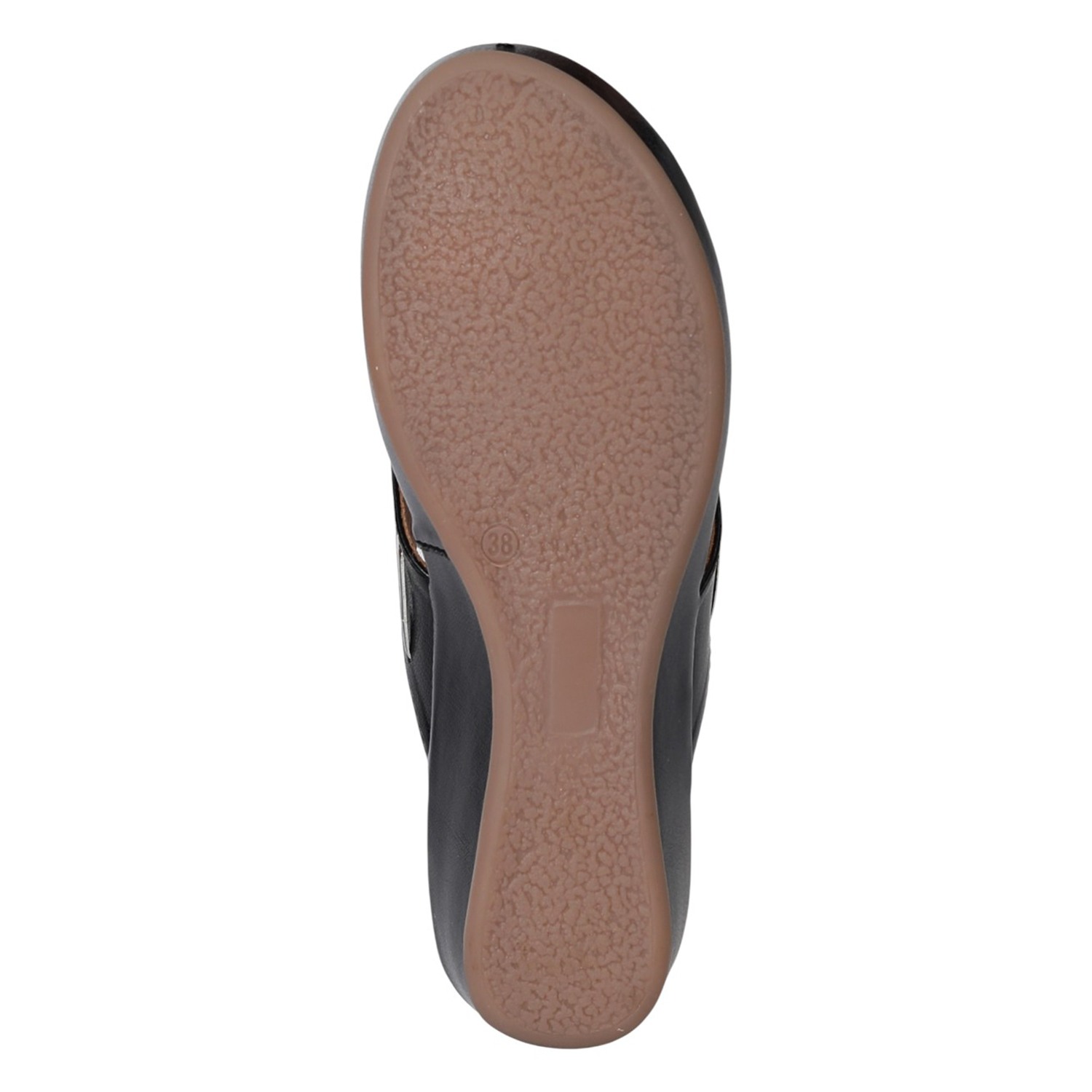 Women Black SleekLine Wedge Thong Sandals