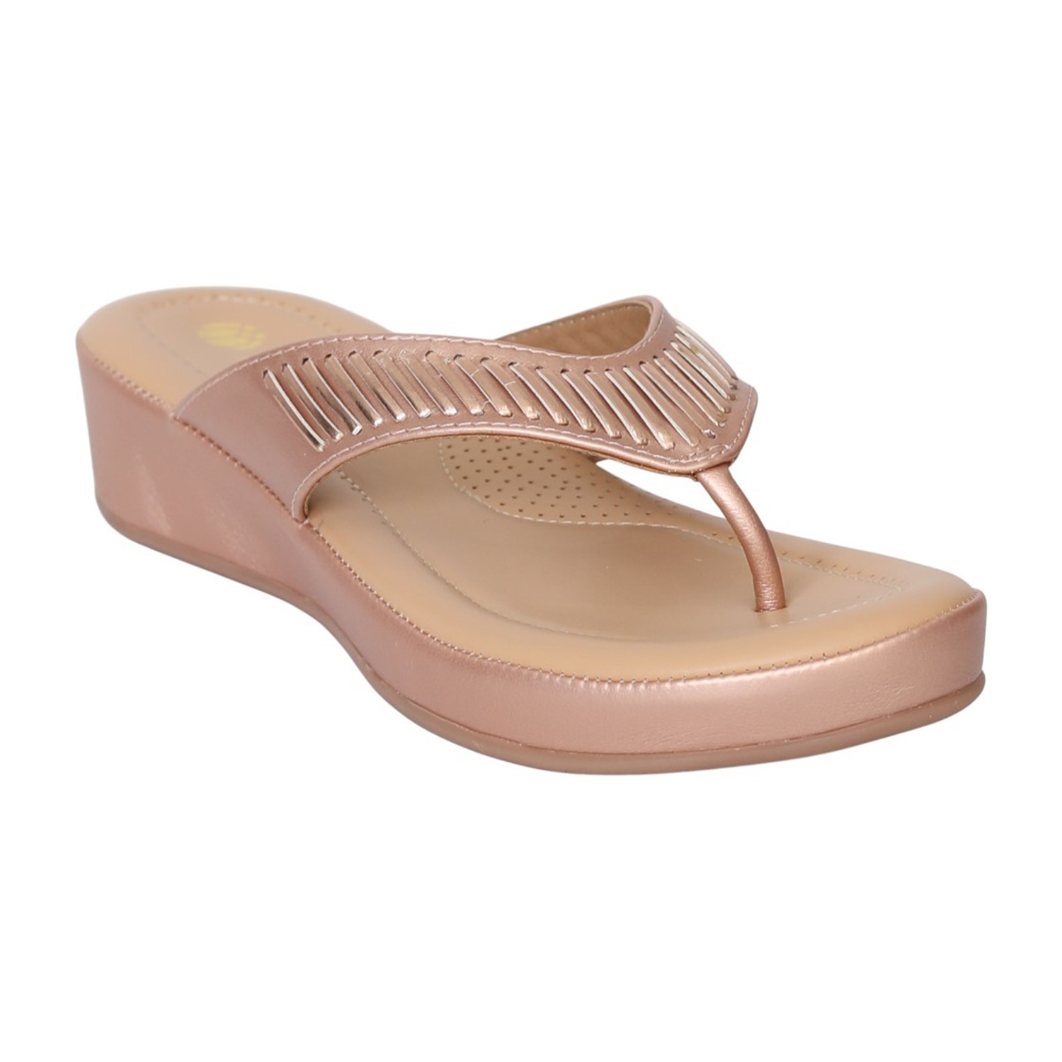 Women Peach SleekLine Wedge Thong Sandals