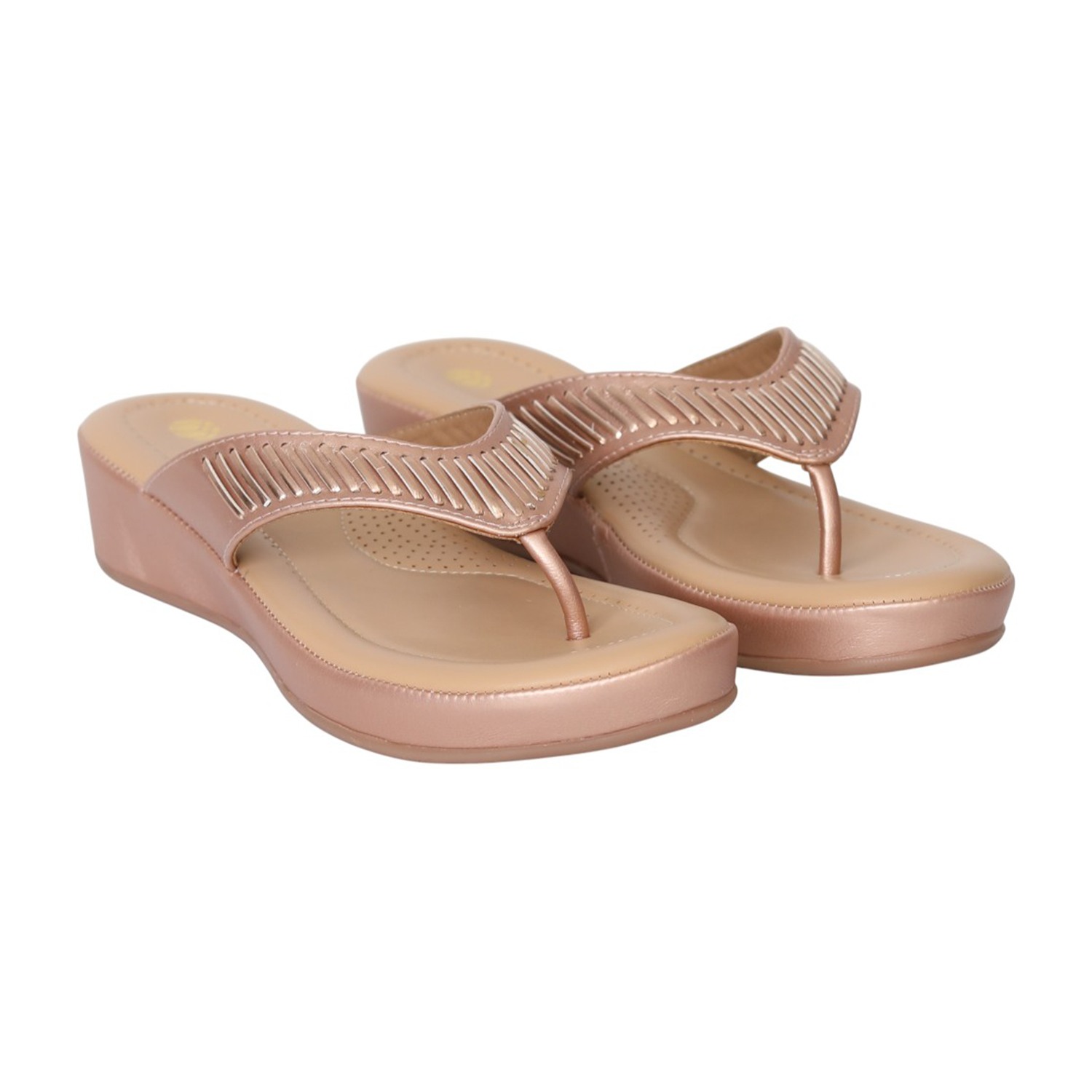 Women Peach SleekLine Wedge Thong Sandals