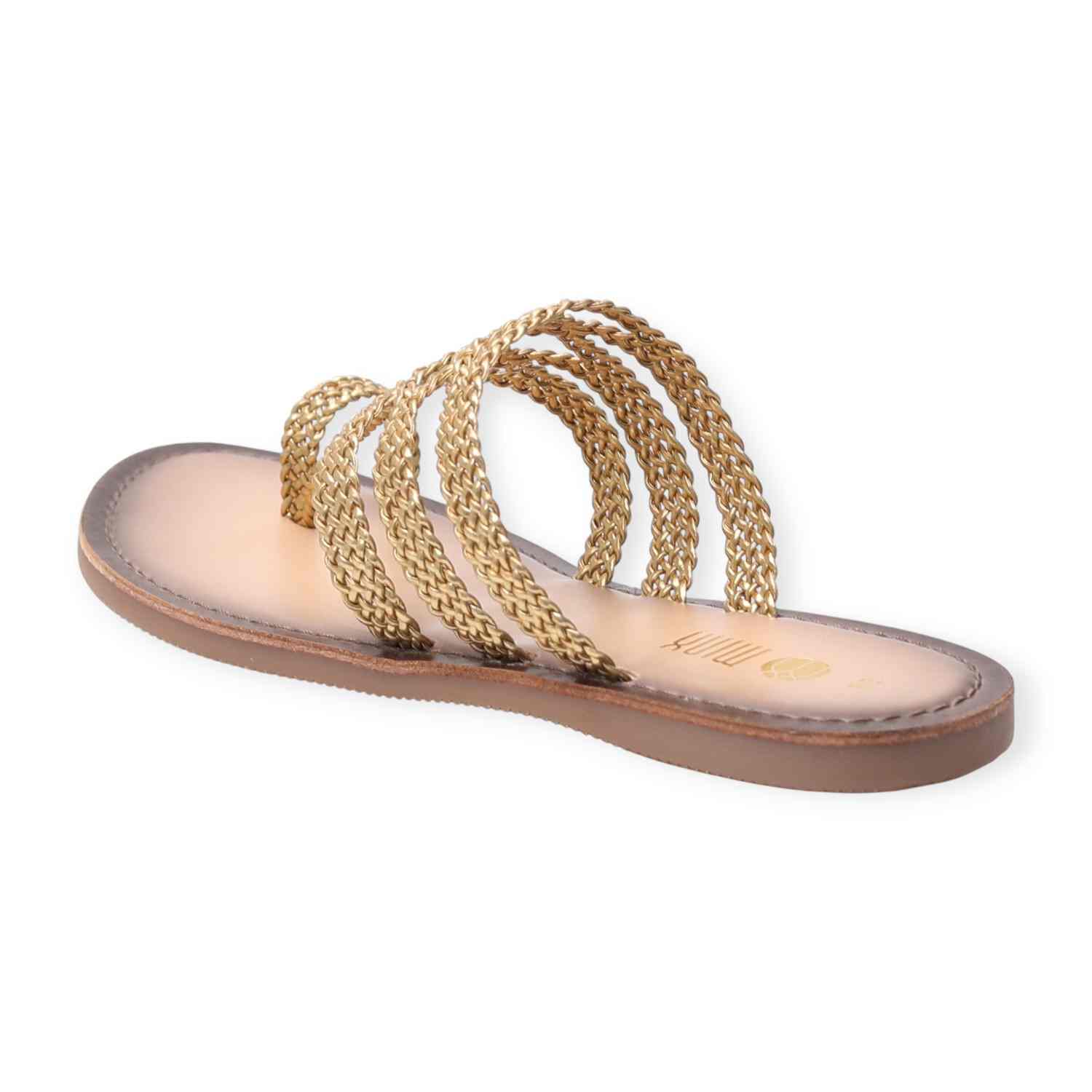 Minx Weave Strap Gold Toe-Ring Flat Sandals