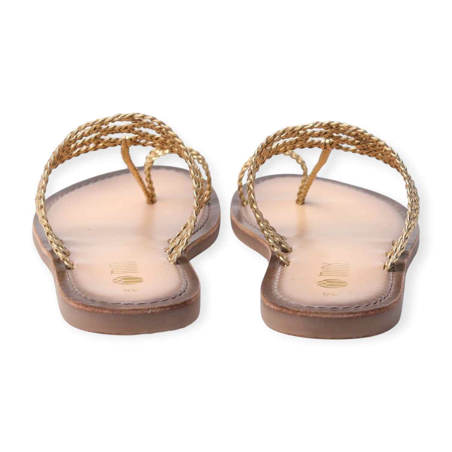 Minx Weave Strap Gold Toe-Ring Flat Sandals