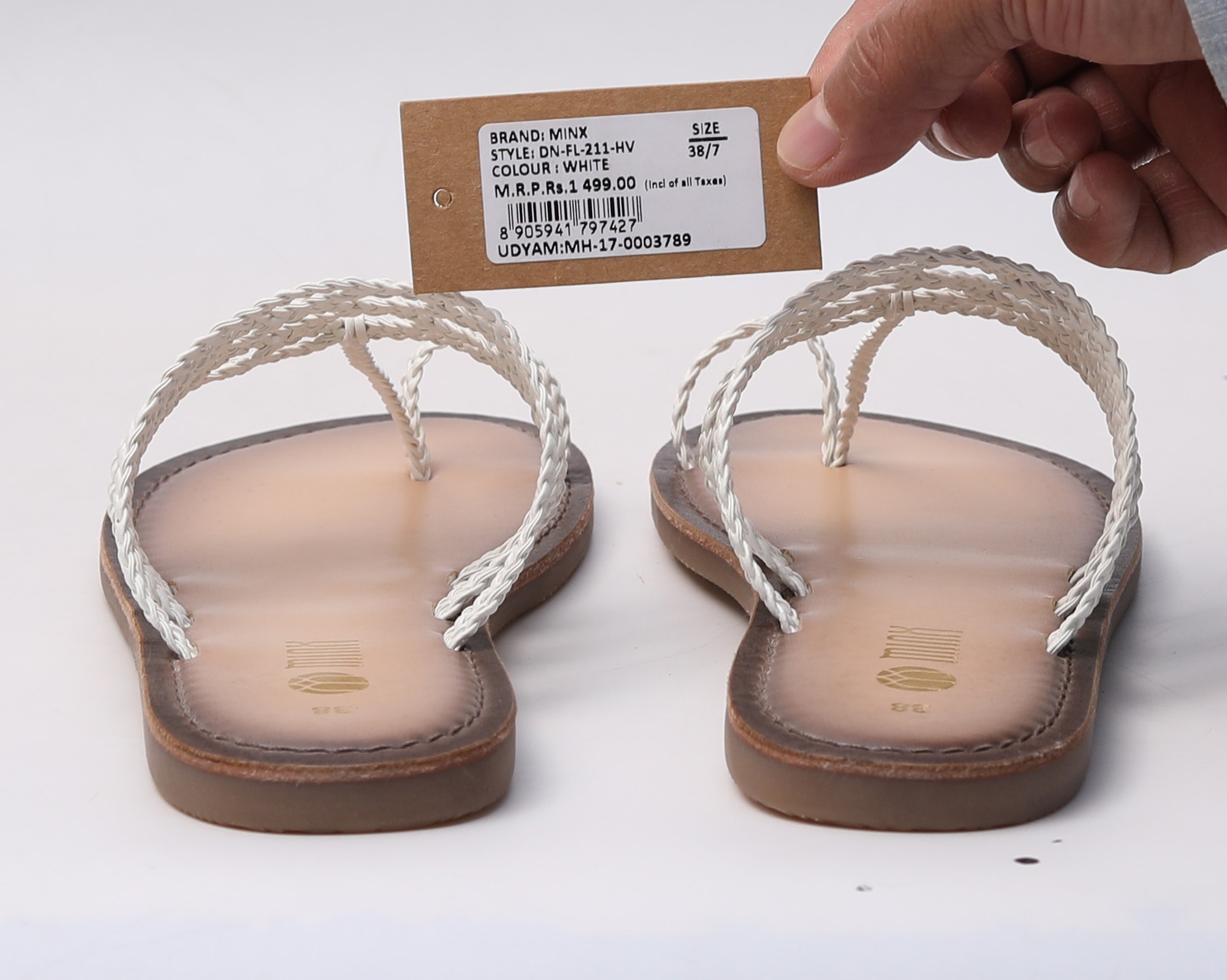 Minx Weave Strap Navy Toe-Ring Flat Sandals