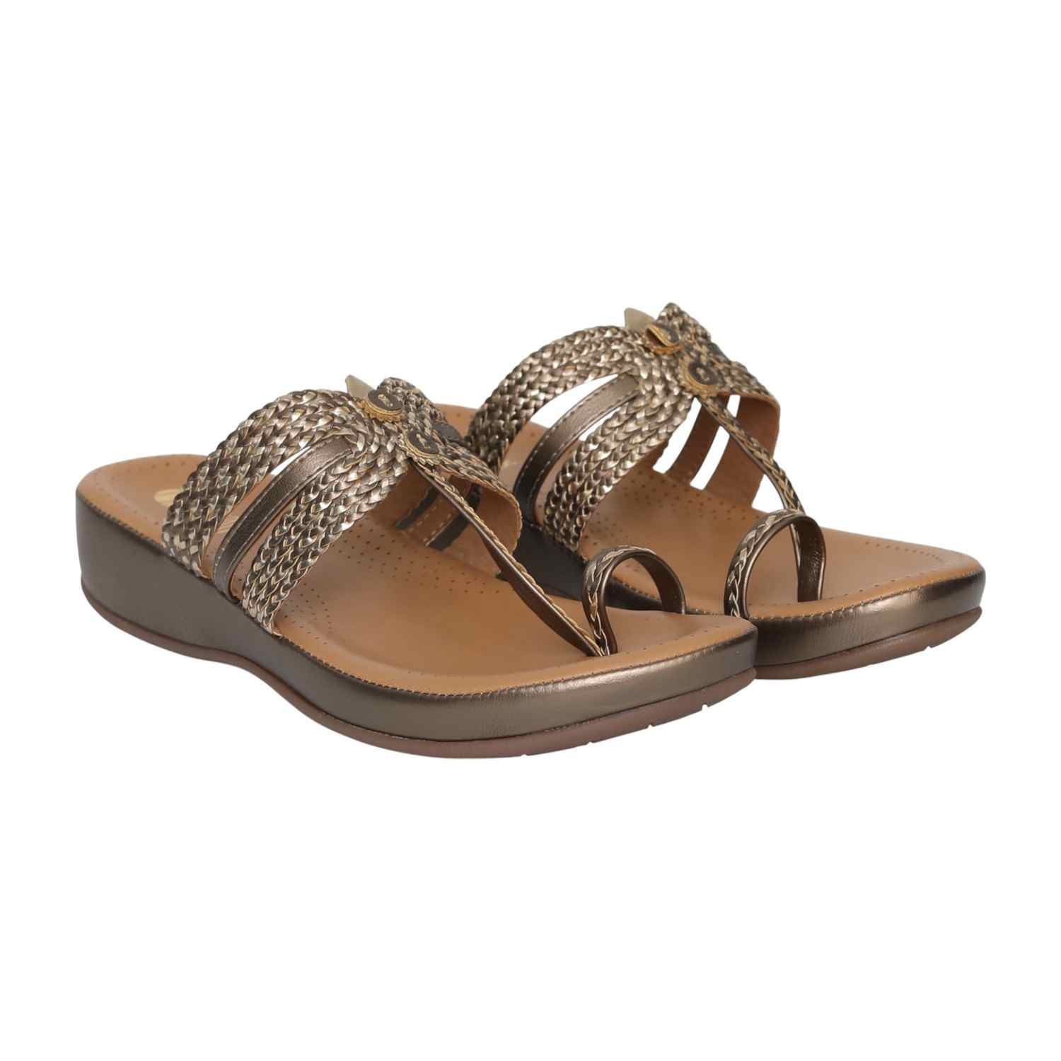 Women's Golden Braid Toe-Ring Wedges