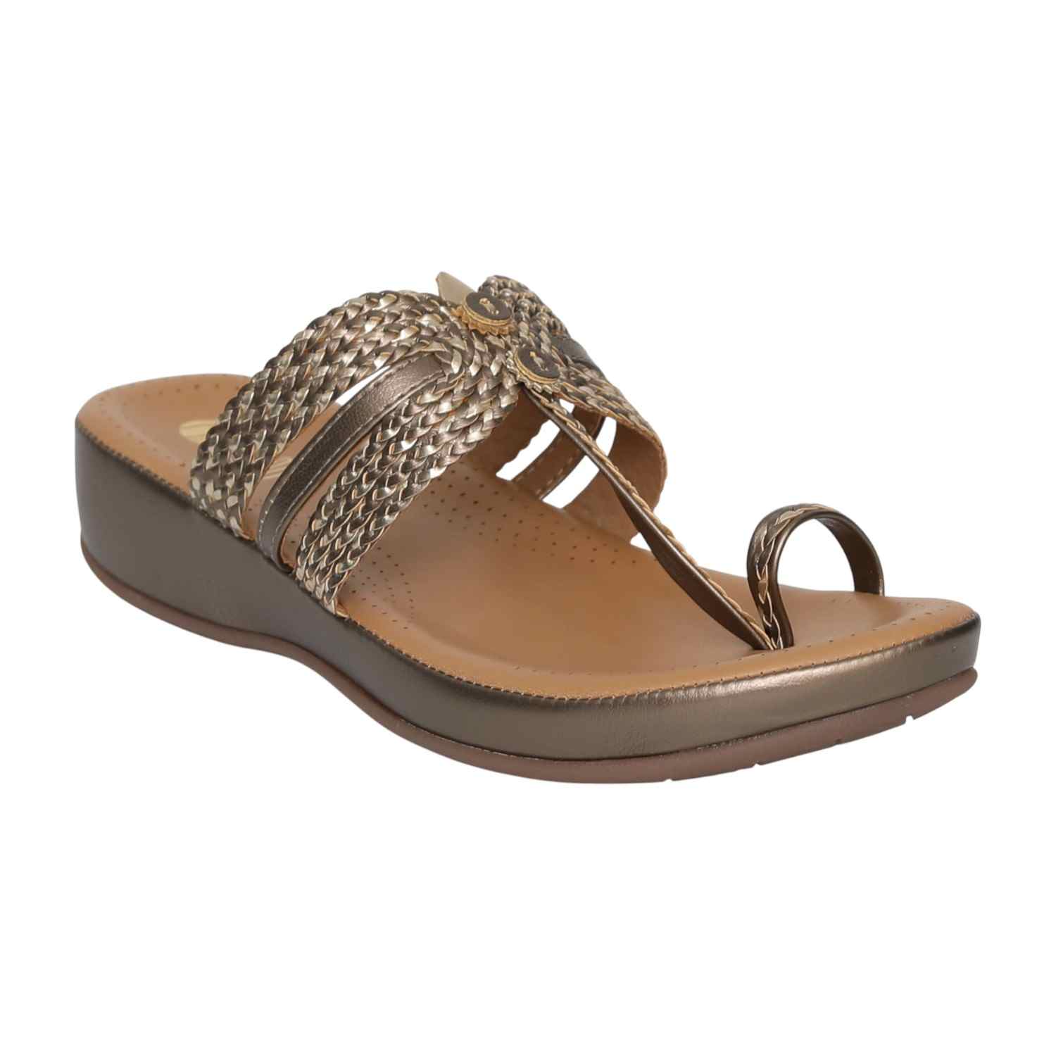 Women's Golden Braid Toe-Ring Wedges