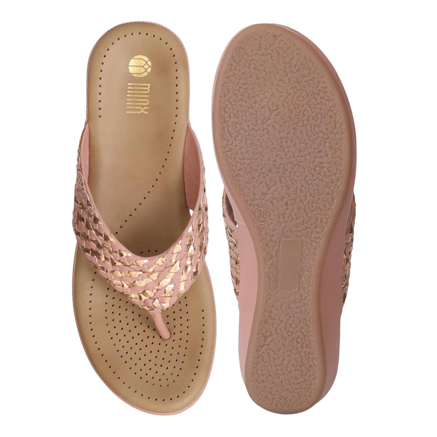 Women Peach WeaveGlow Wedges