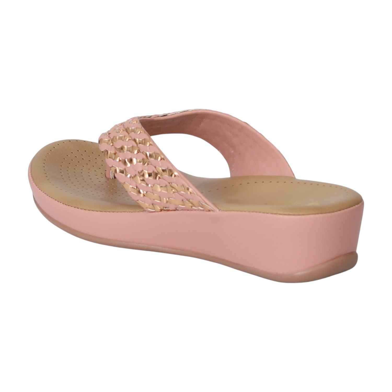 Women Peach WeaveGlow Wedges