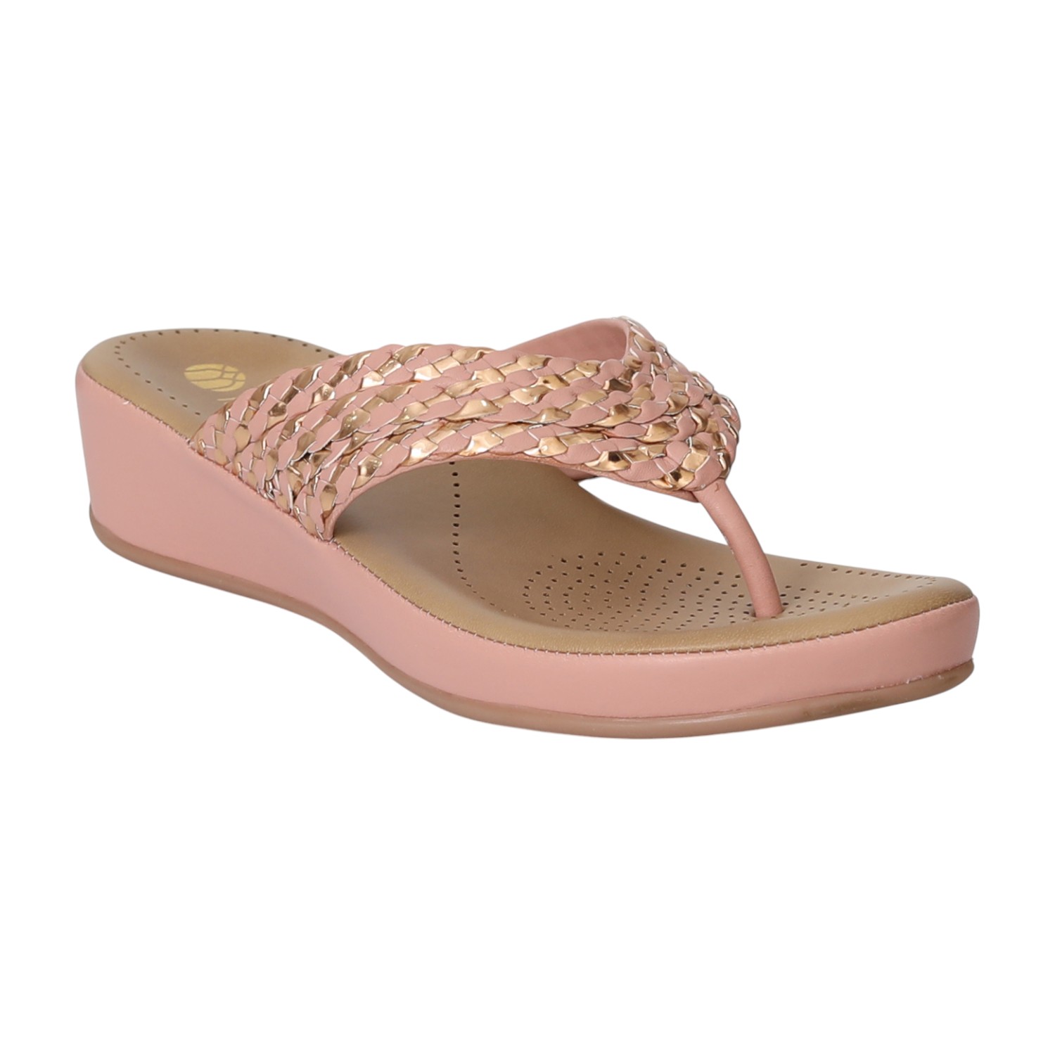 Women Peach WeaveGlow Wedges