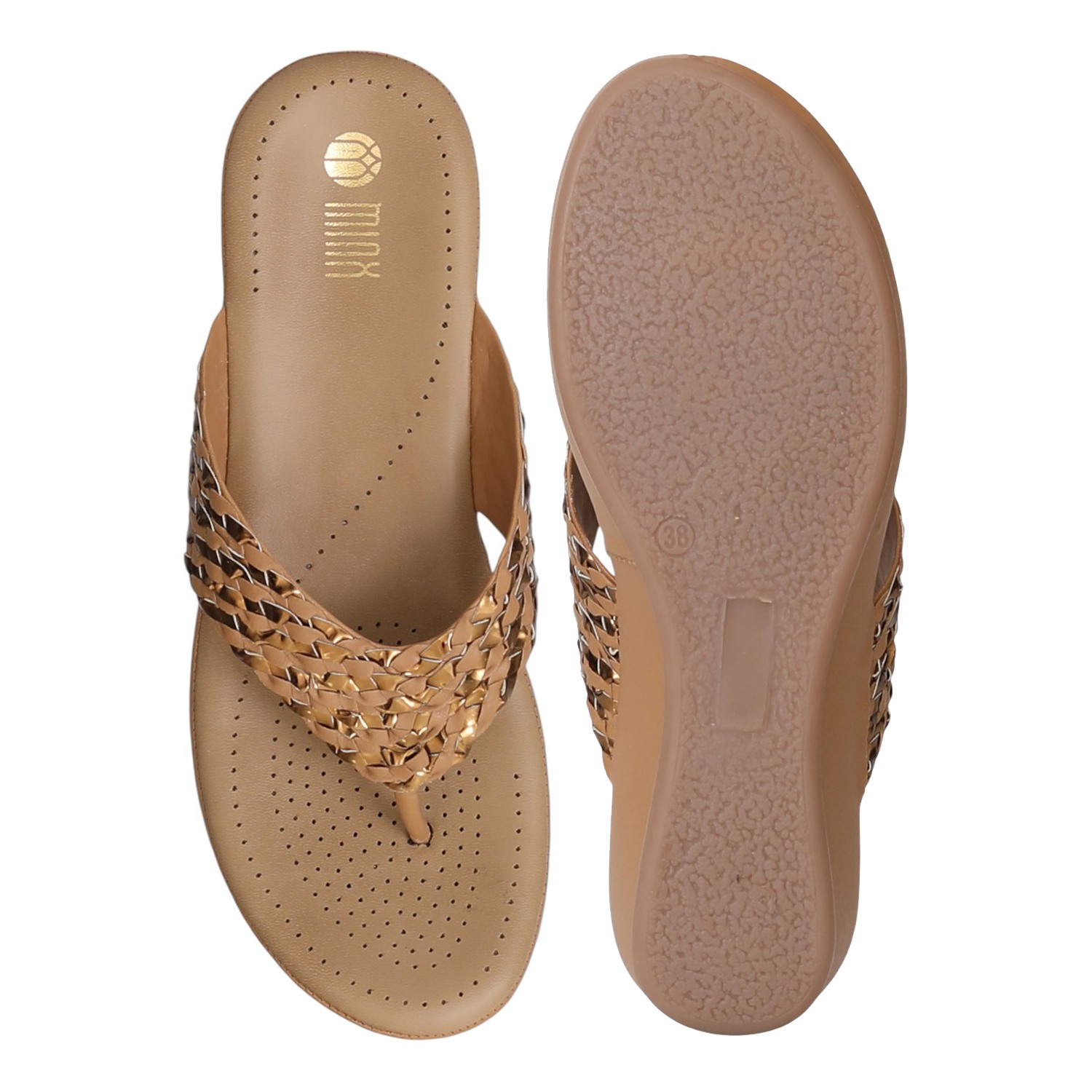 Women Beige WeaveGlow Wedges