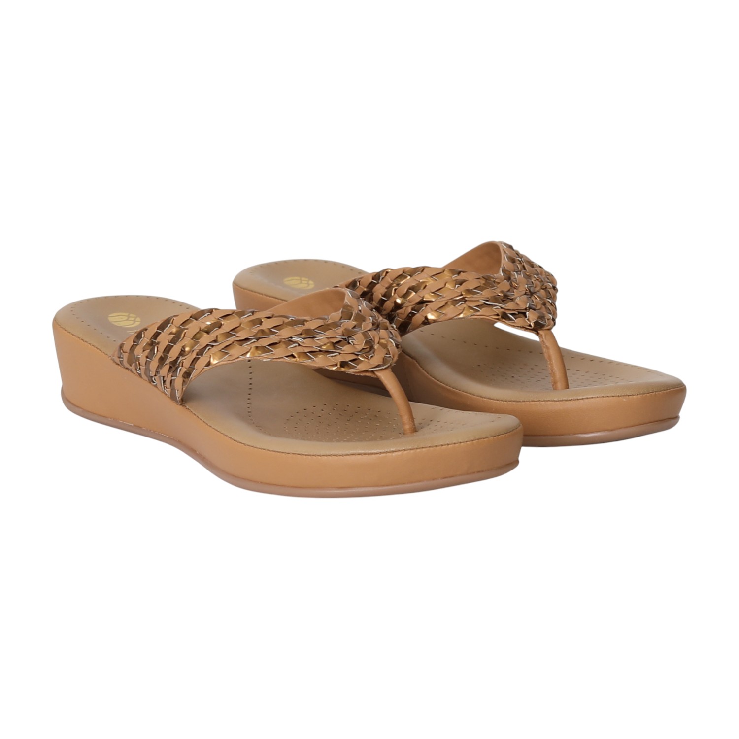 Women Beige WeaveGlow Wedges
