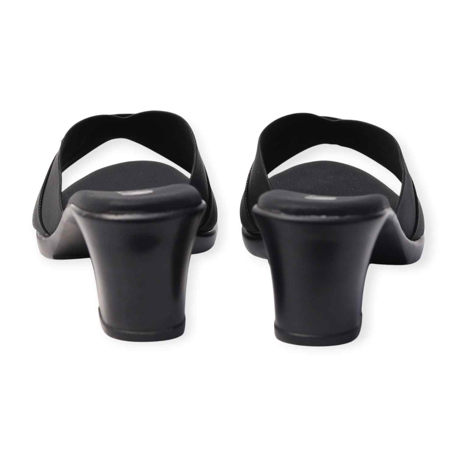 Minx Black Block Heels with Metal Detailing