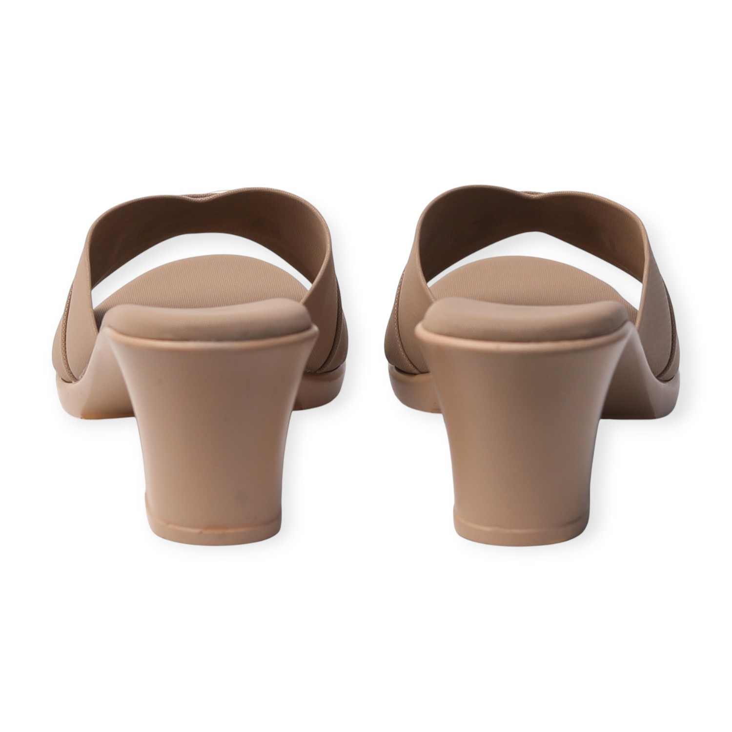 Minx Beige Block Heels with Metal Detailing