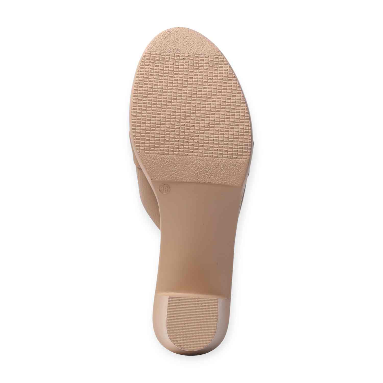 Minx Beige Block Heels with Metal Detailing