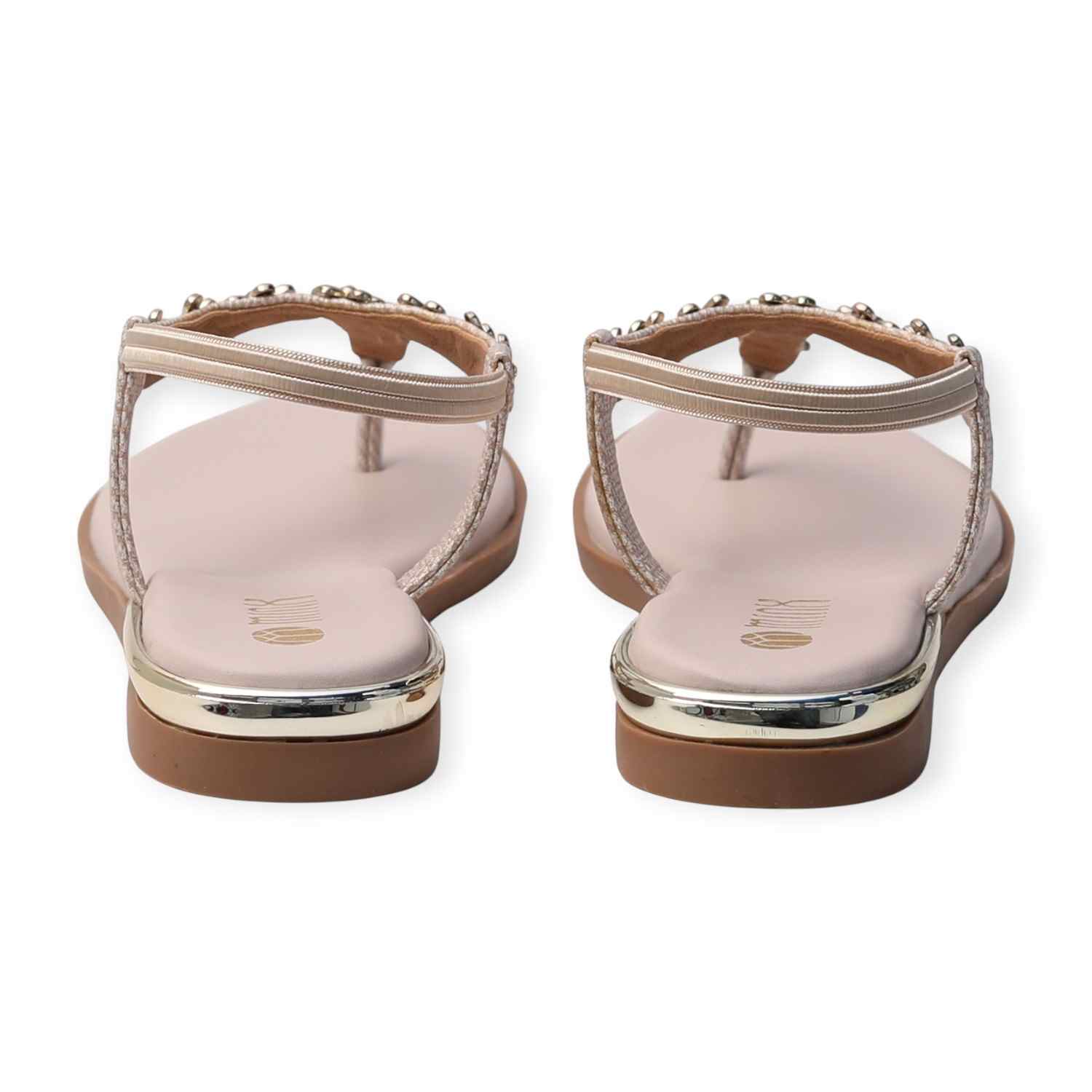 Minx Women’s Gold Embellished Flat Sandals with Toe-Post Design