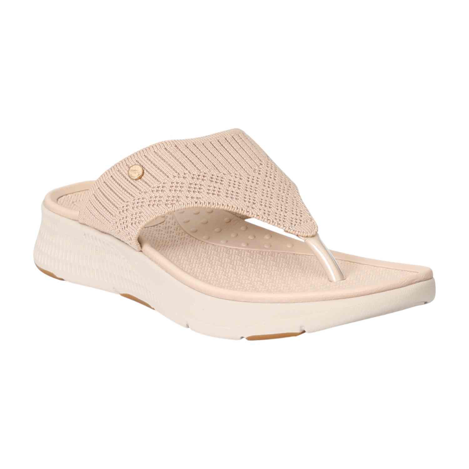 Women Neutral Knit Thong Sandals