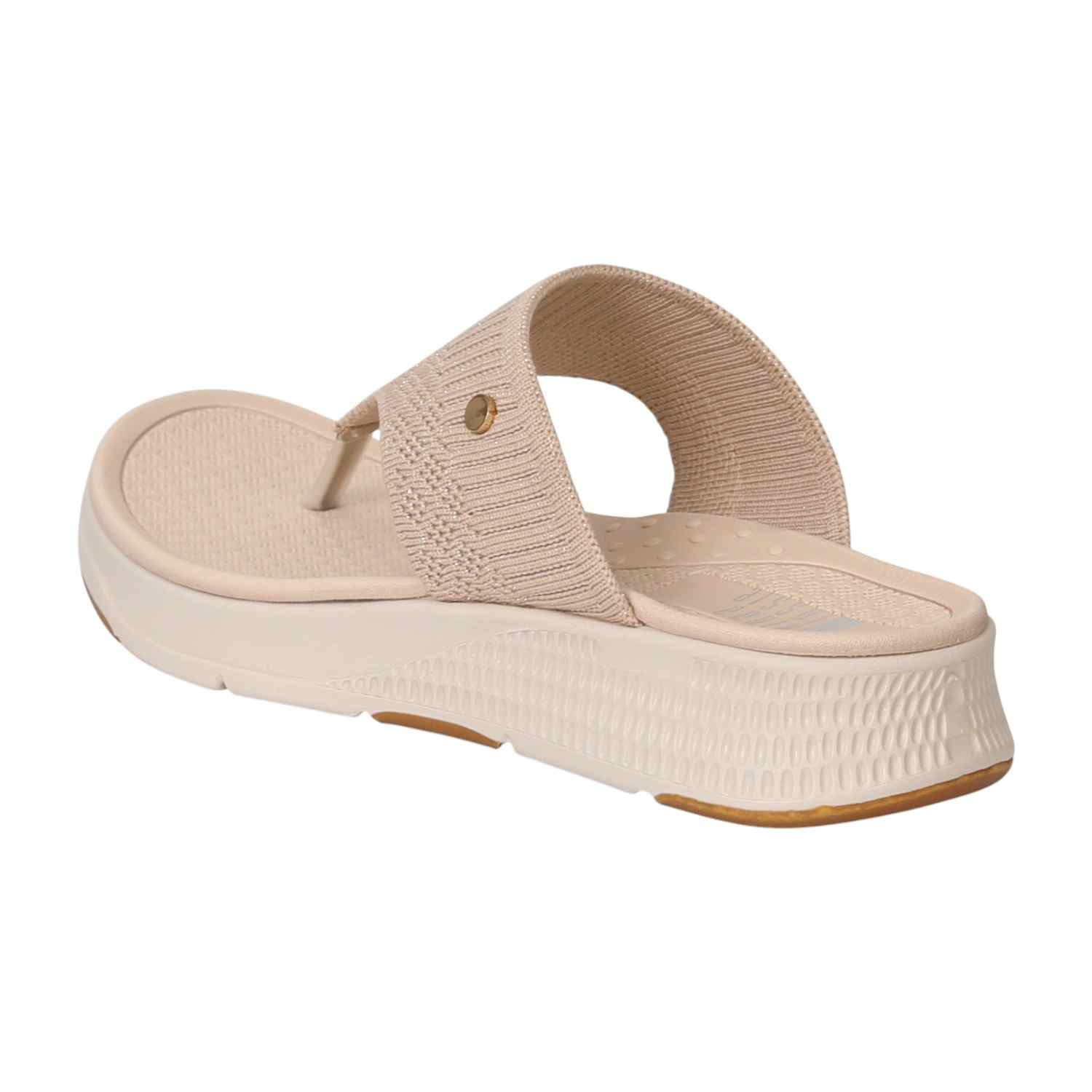Women Neutral Knit Thong Sandals