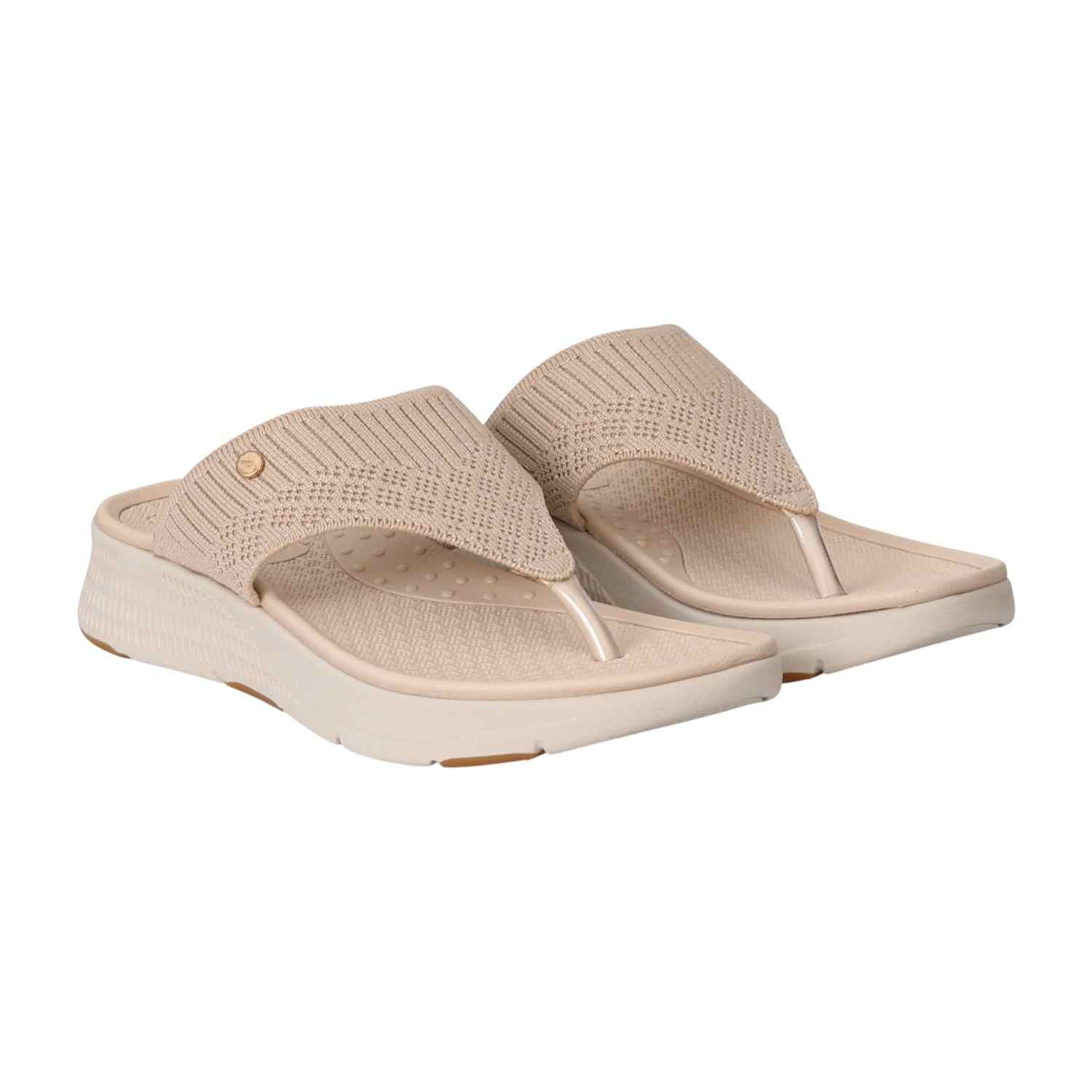 Women Neutral Knit Thong Sandals