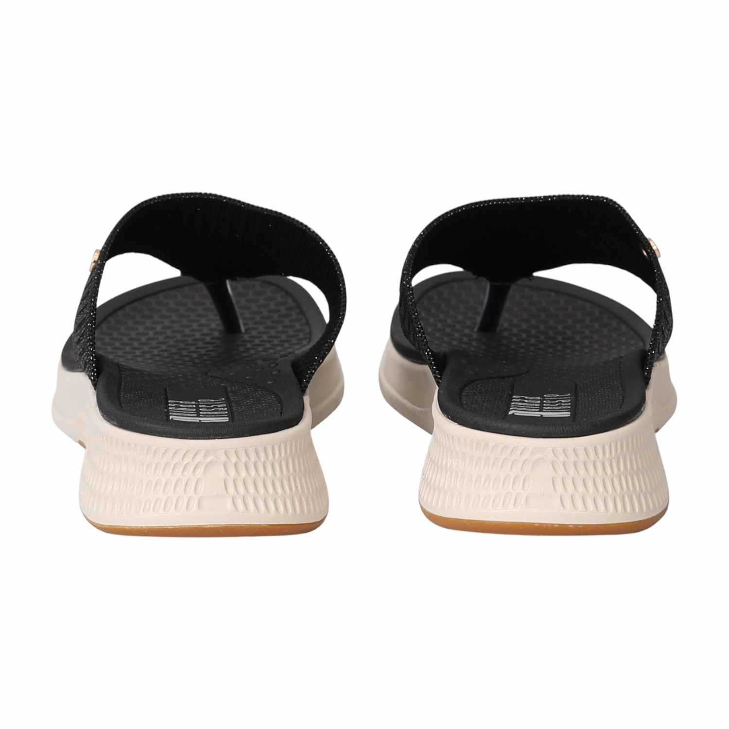 Women Black Knit Thong Sandals
