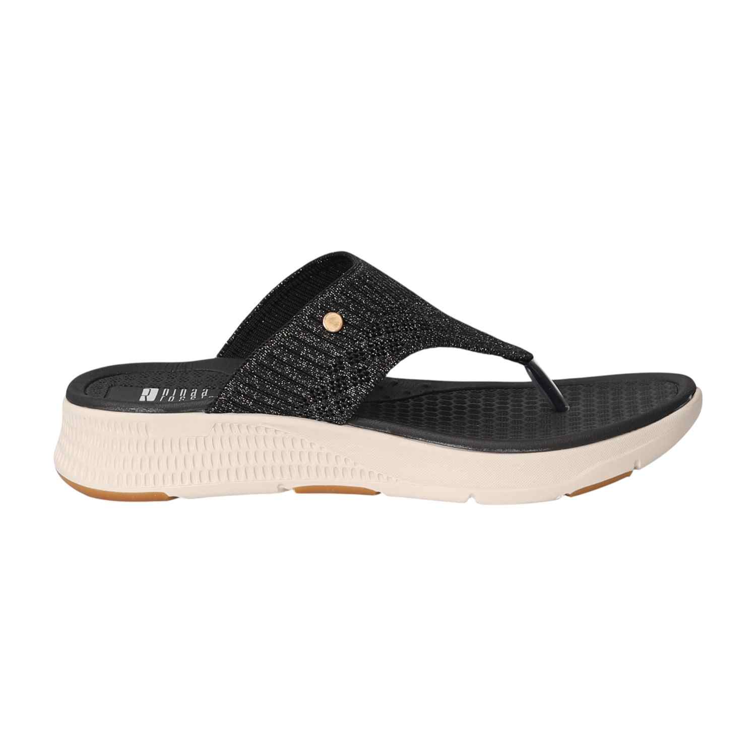Women Black Knit Thong Sandals