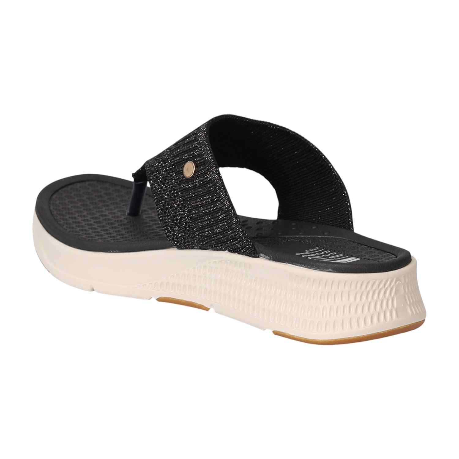 Women Black Knit Thong Sandals