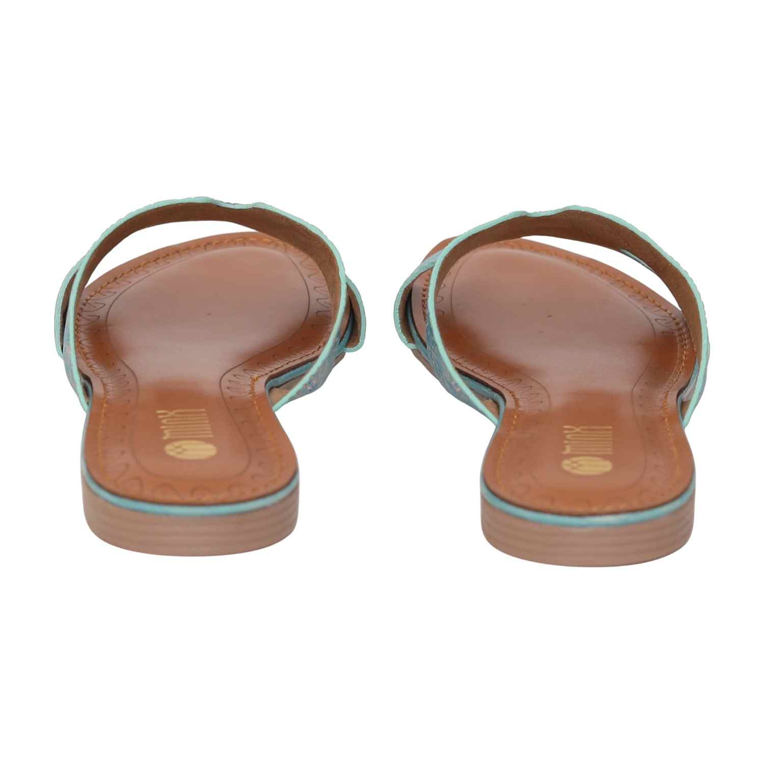 Womens Aqua Marigold Low Heel Sandal