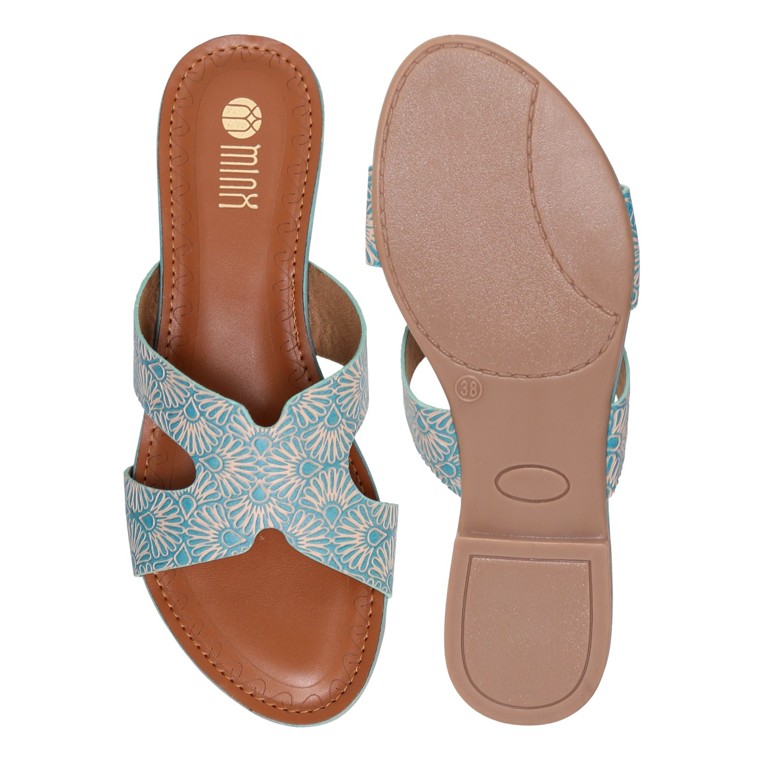 Womens Aqua Marigold Low Heel Sandal