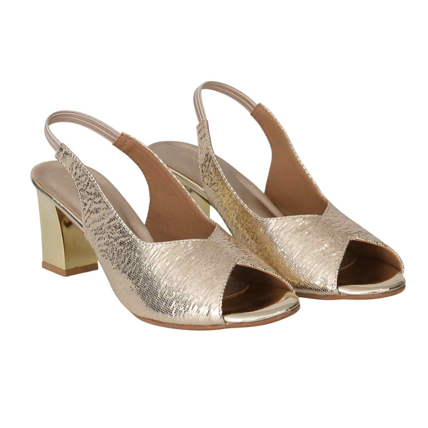 Women Golden Spark Slingback Heels