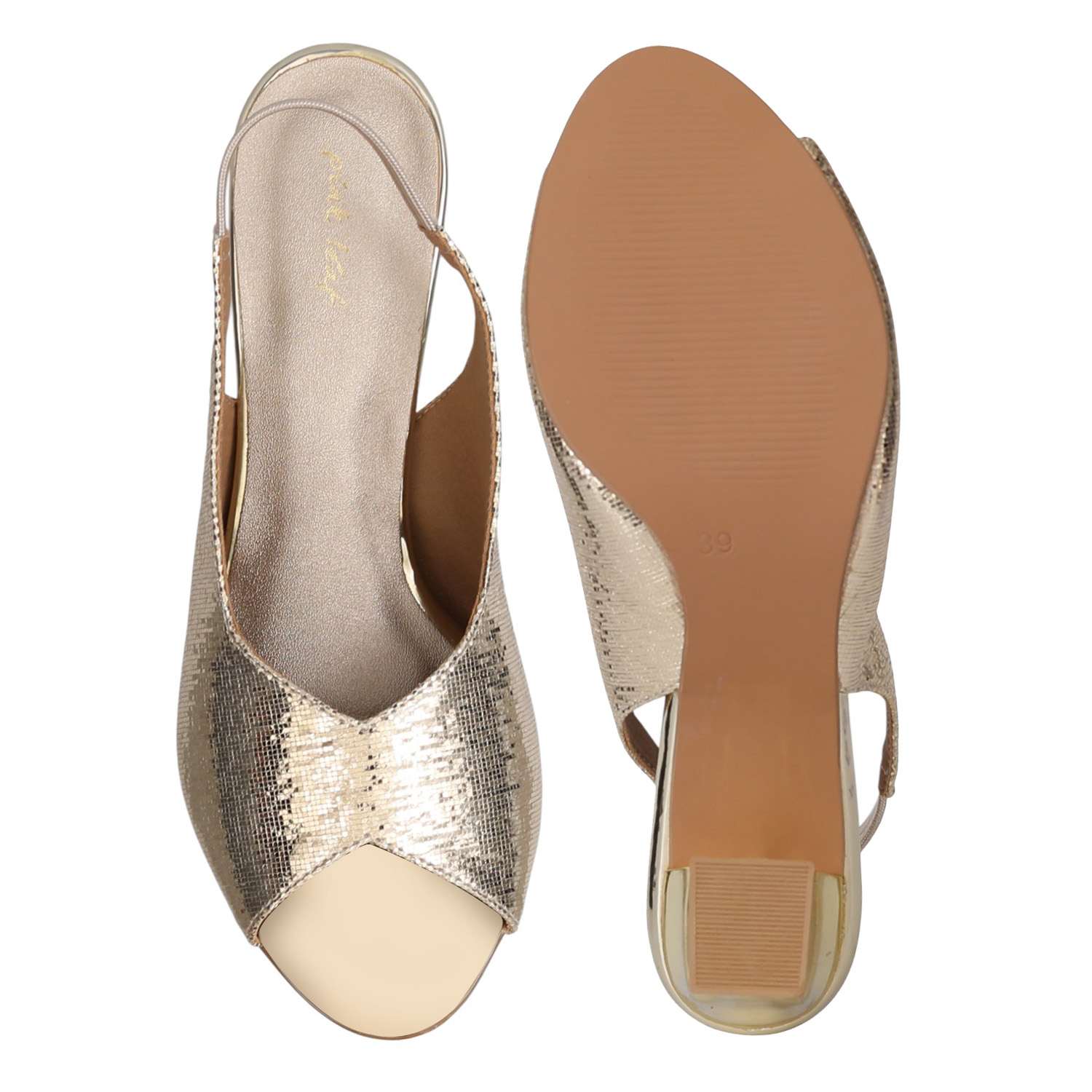 Women Golden Spark Slingback Heels