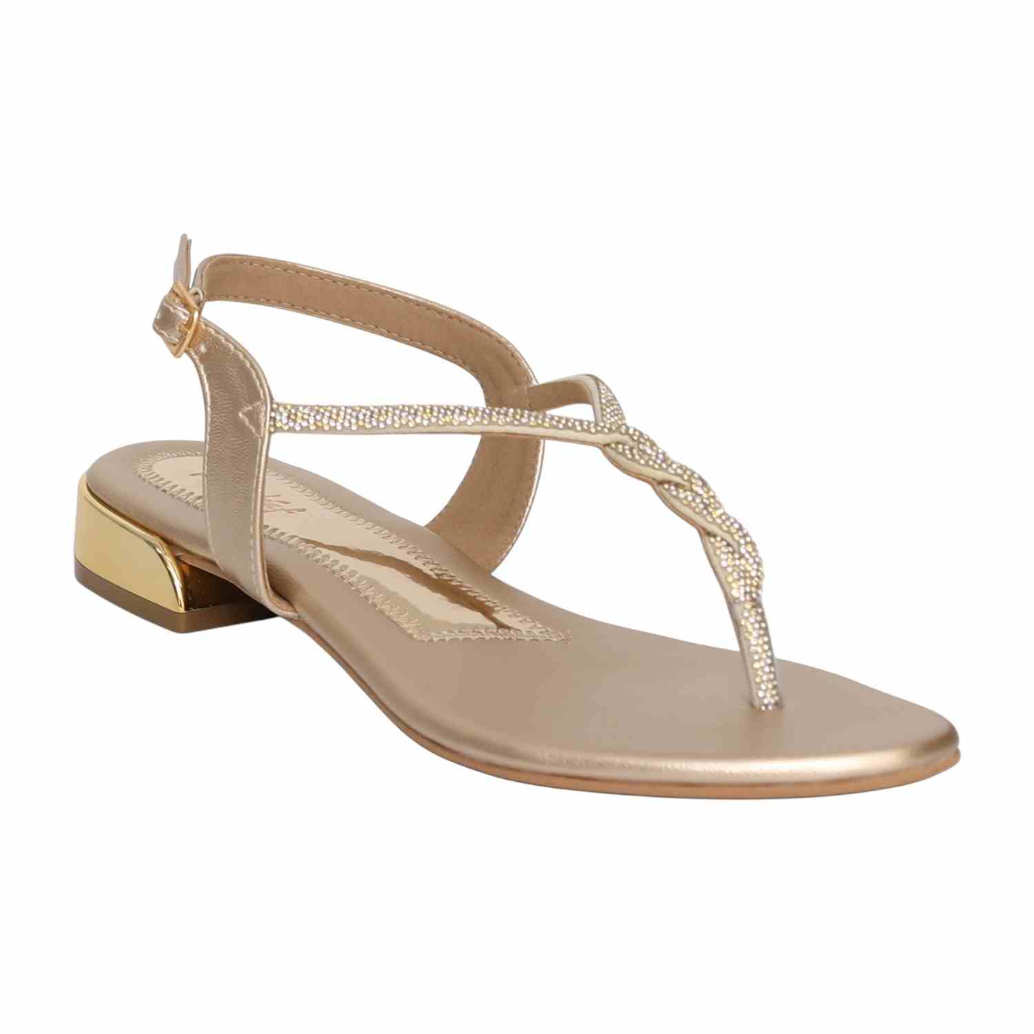 Women's Chiffon Gleam Crystal T-Strap Heels