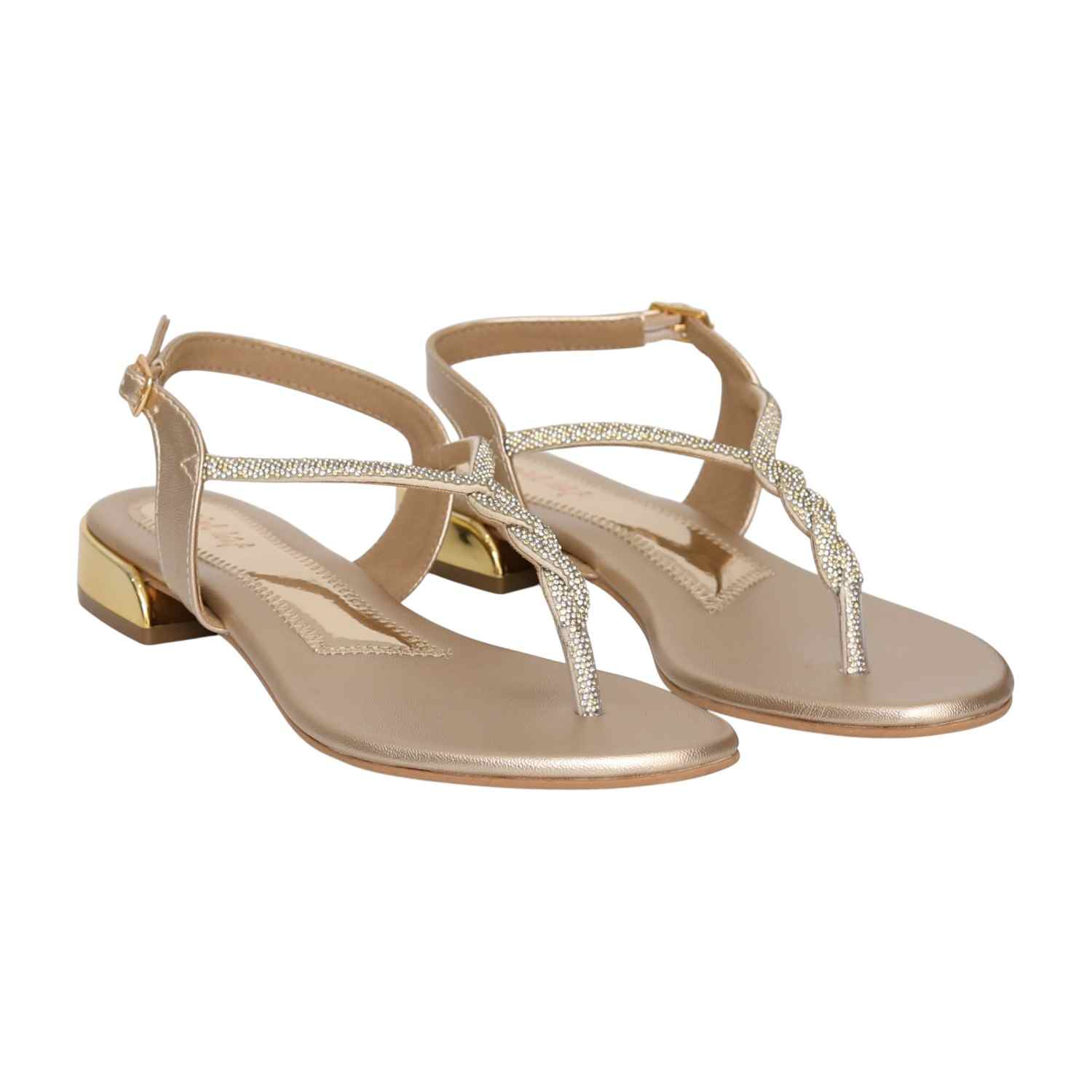 Women's Chiffon Gleam Crystal T-Strap Heels