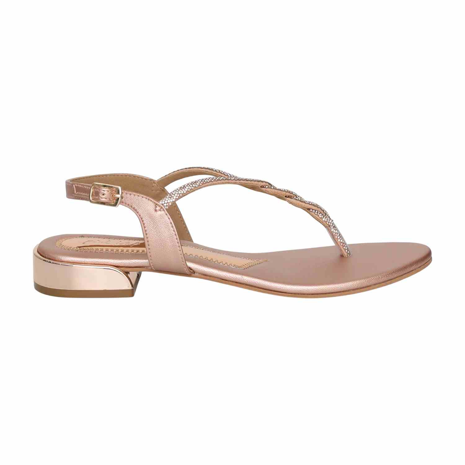 Women's Rose Shimmer Embellished T-Strap Heels