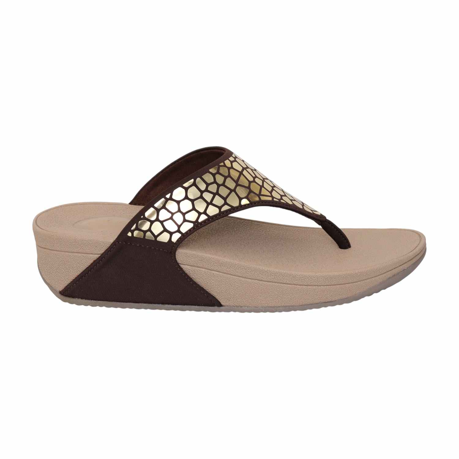 Womens Bronze  Mirror Thong Wedges