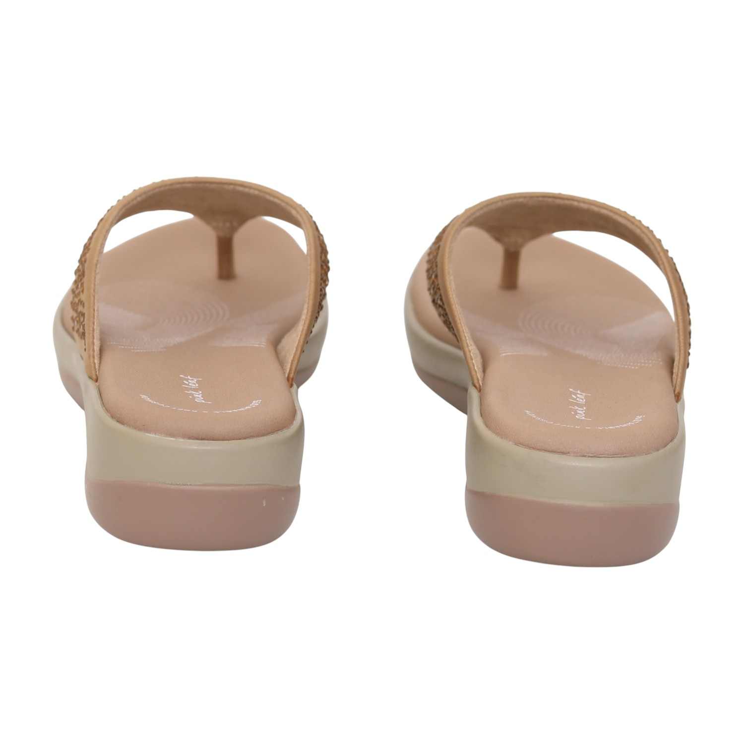 Womens Golden Pebble Thong Wedges