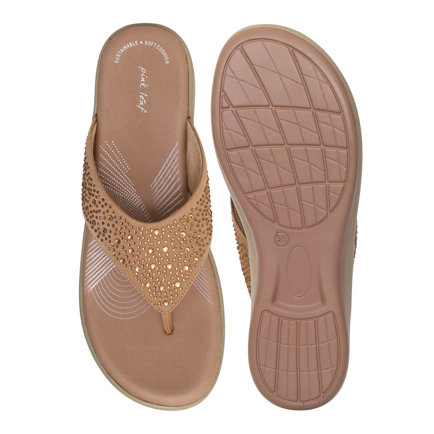 Womens Golden Pebble Thong Wedges