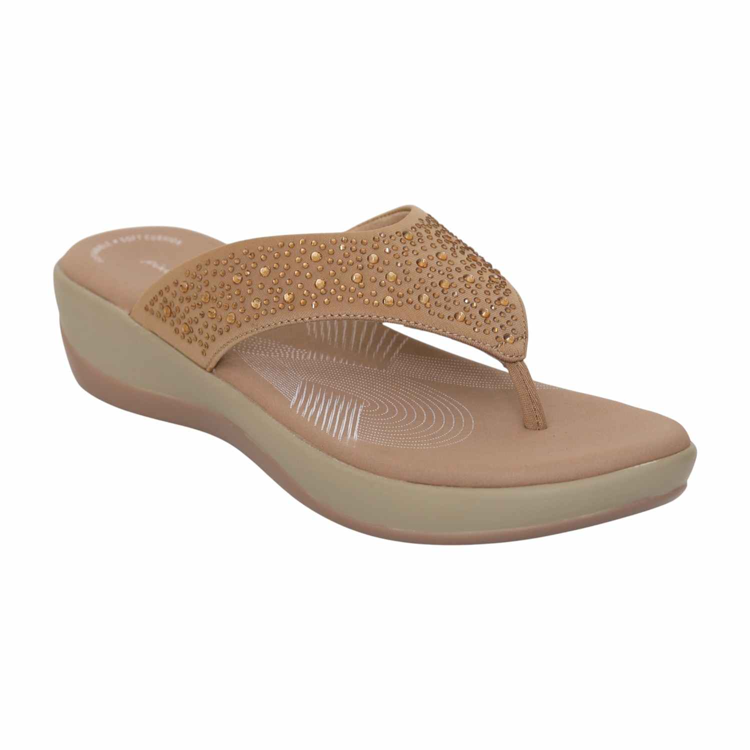 Womens Golden Pebble Thong Wedges