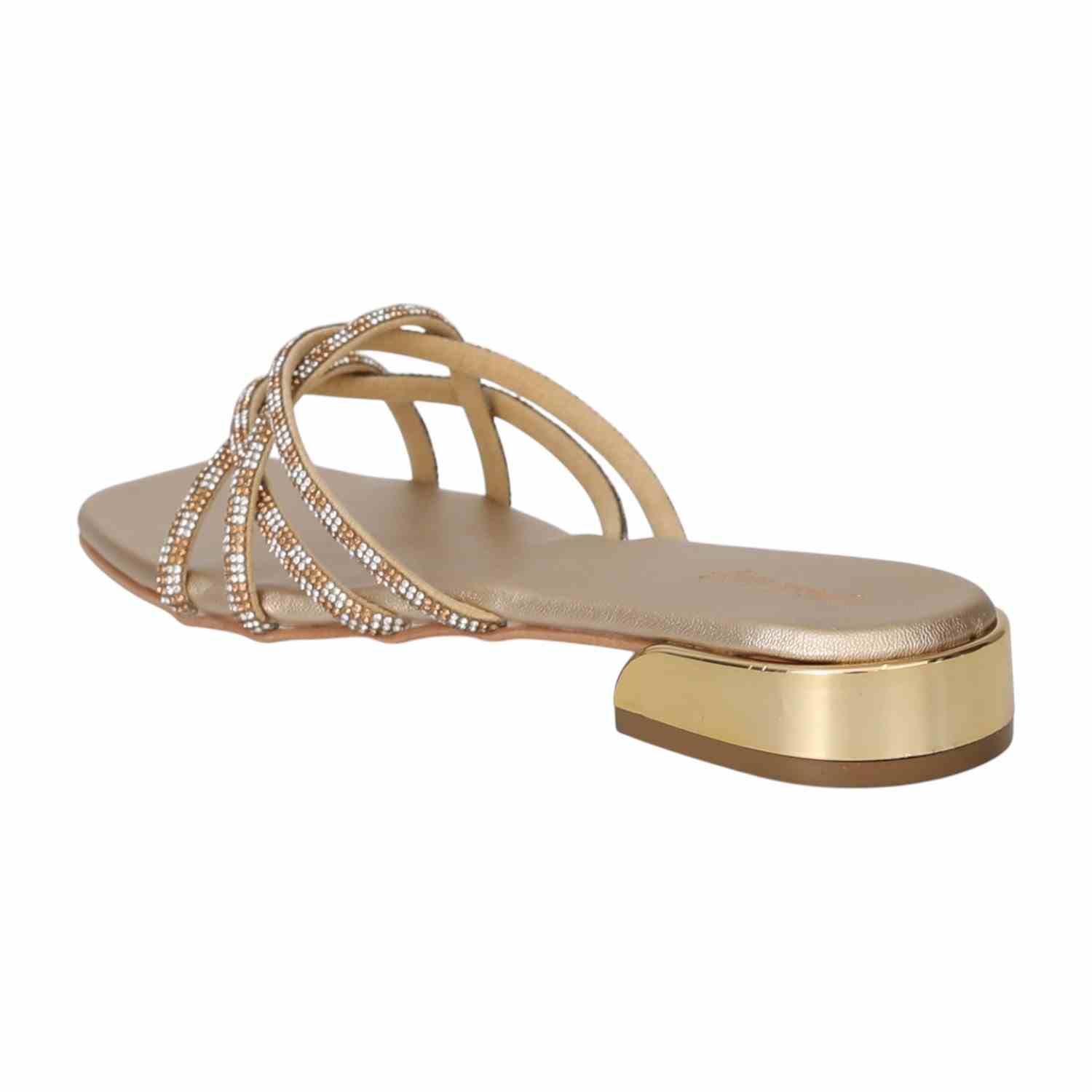 Women Light Gold Glitter Charm Sandals