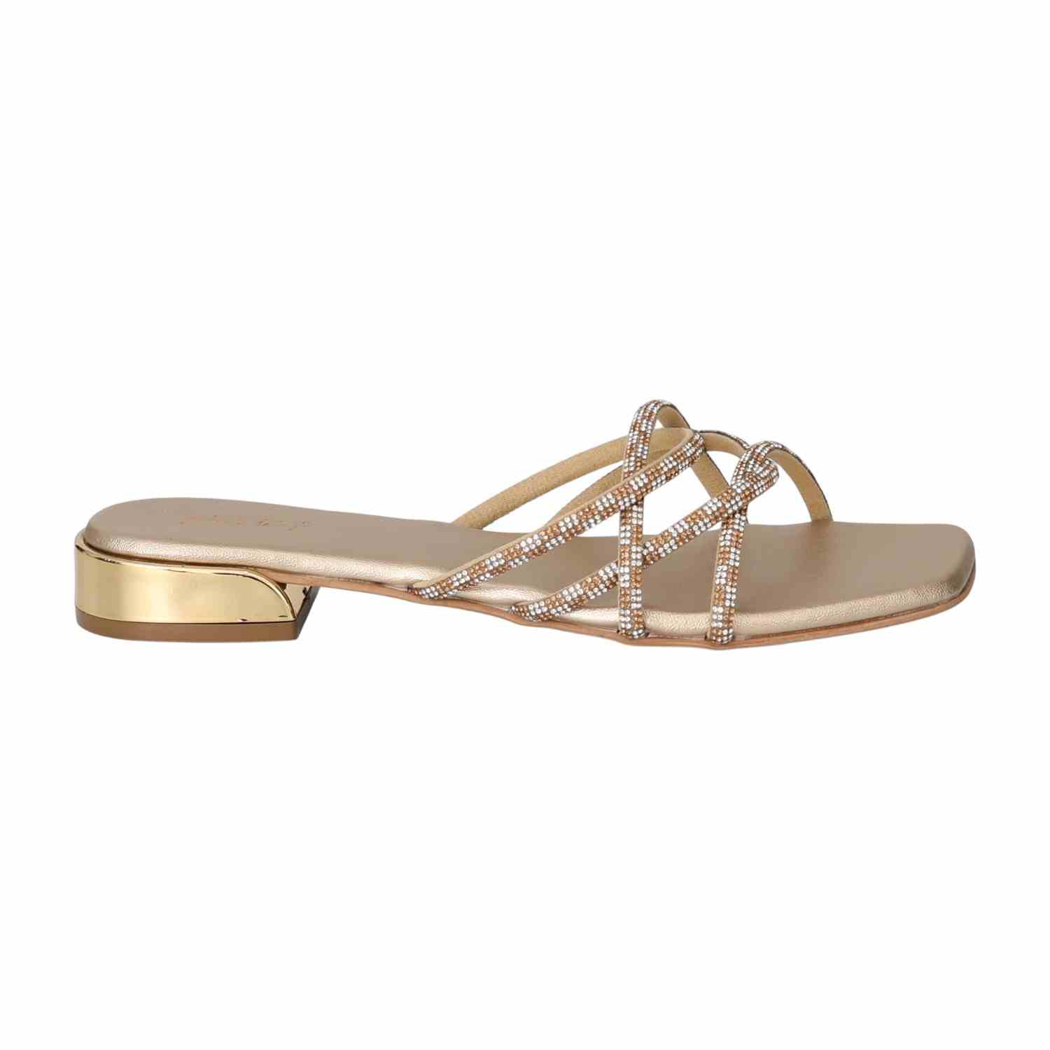 Women Light Gold Glitter Charm Sandals