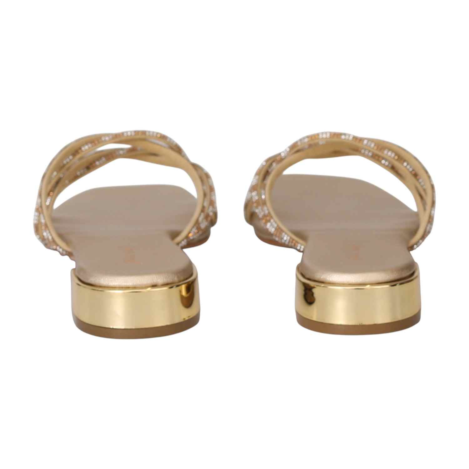 Women Light Gold Glitter Charm Sandals