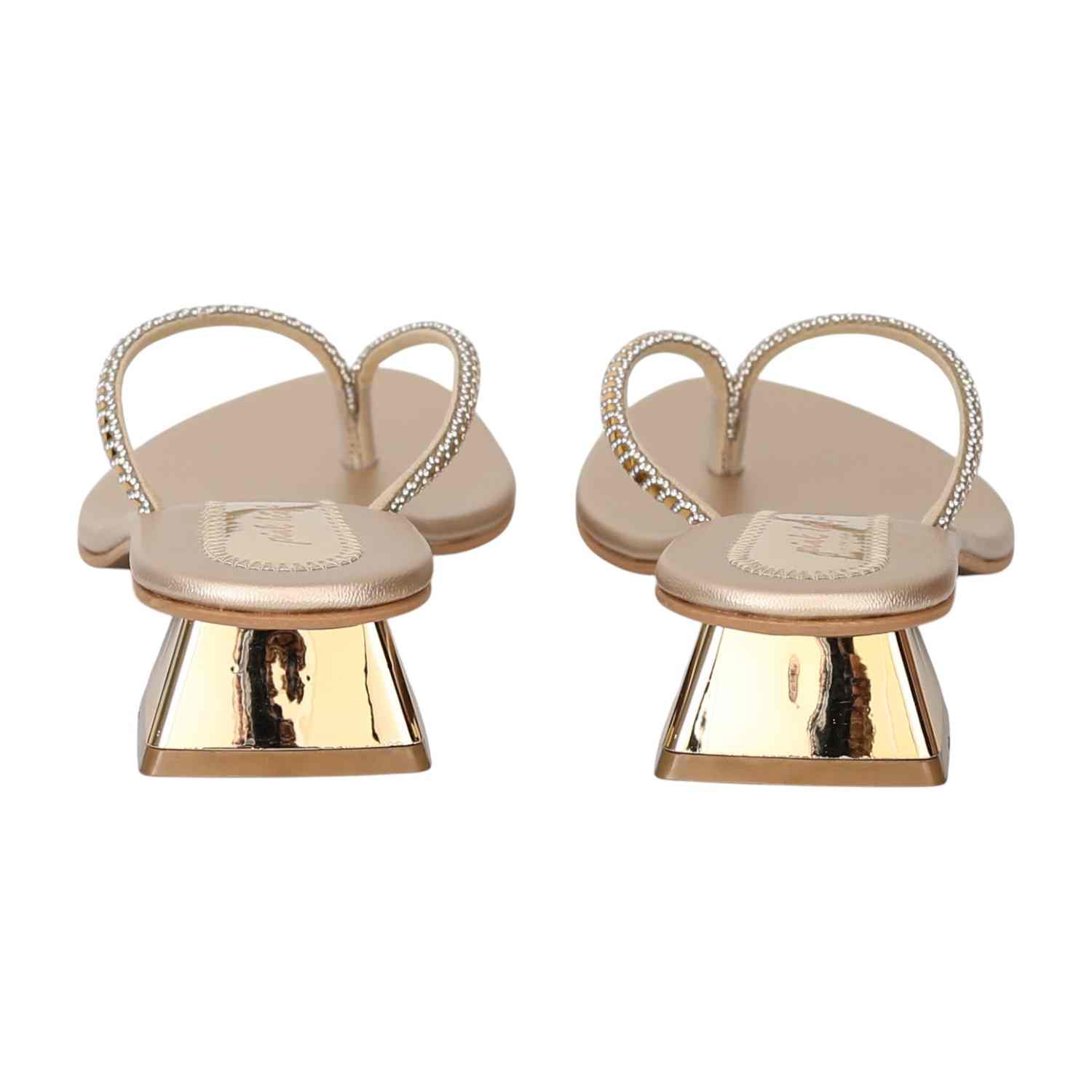 Women Light Gold Elegant Shimmer Slip-On Sandals