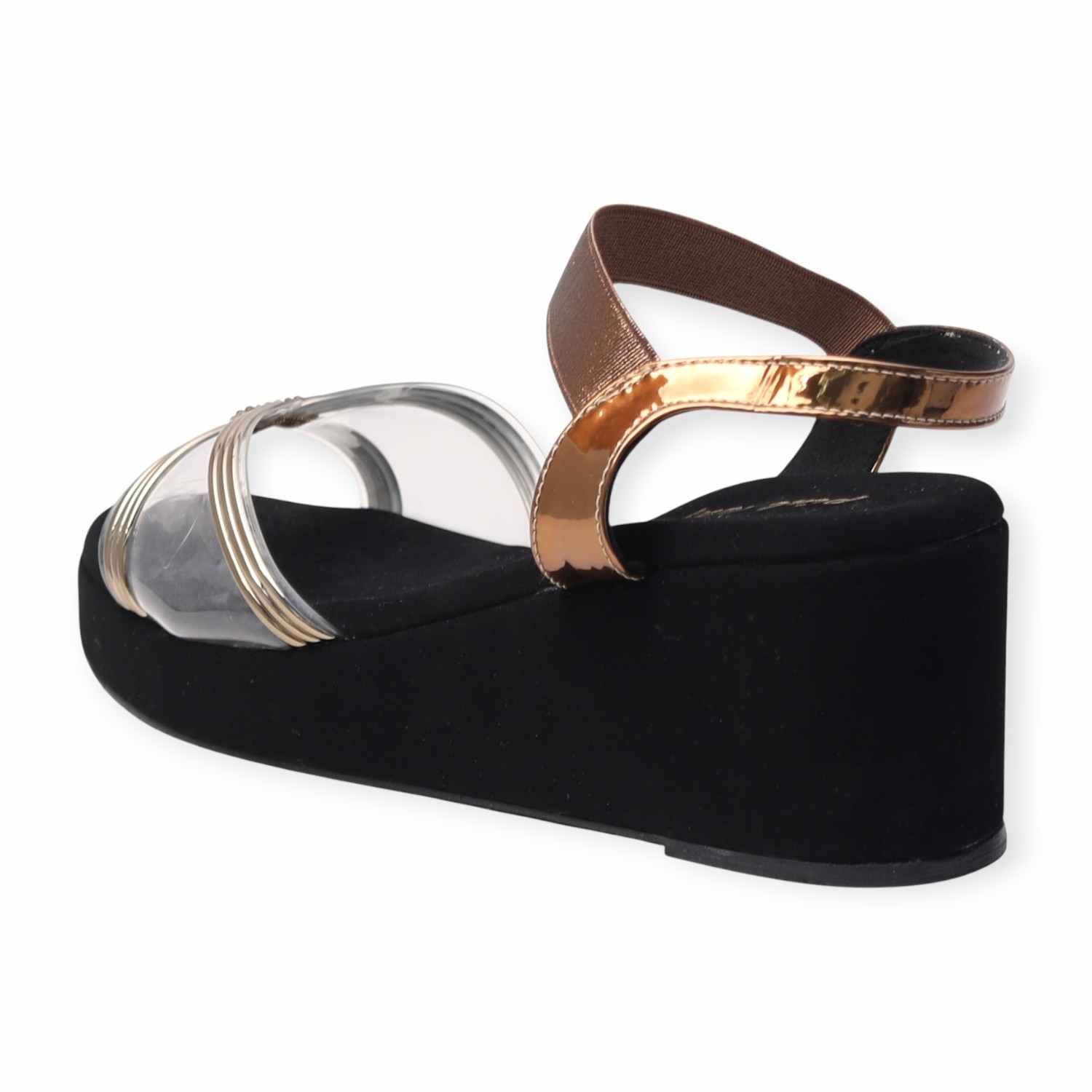 Pinkleaf Women’s Antique Metallic Cross-Strap Wedge Sandals