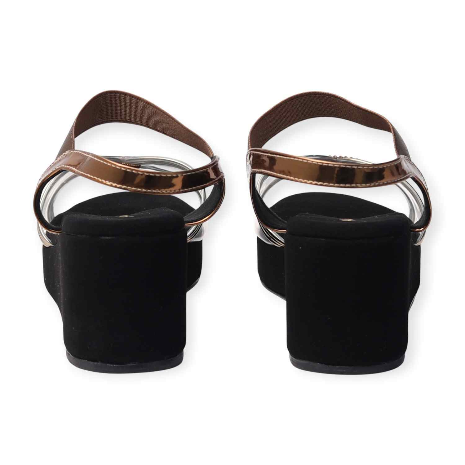 Pinkleaf Women’s Antique Metallic Cross-Strap Wedge Sandals