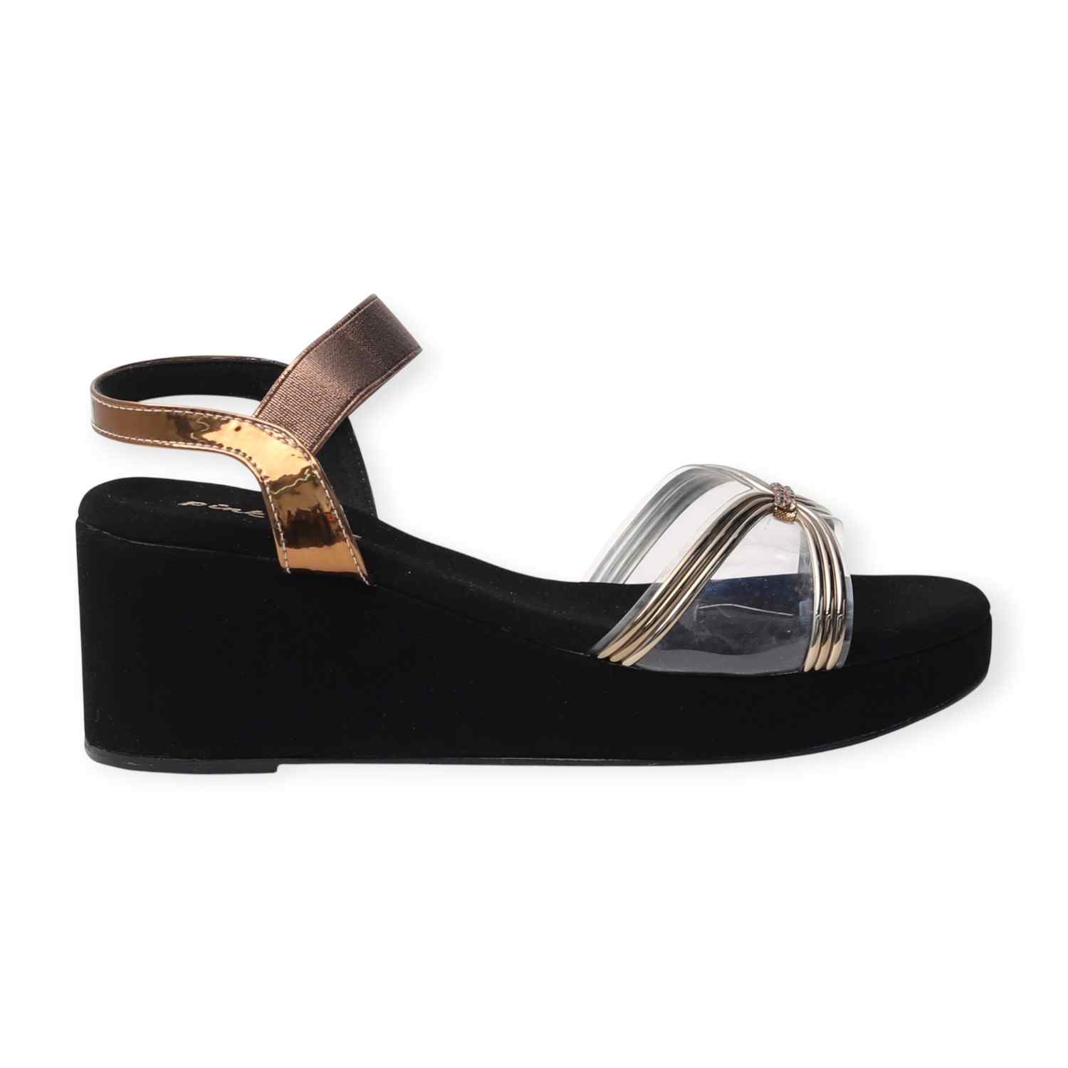 Pinkleaf Women’s Antique Metallic Cross-Strap Wedge Sandals