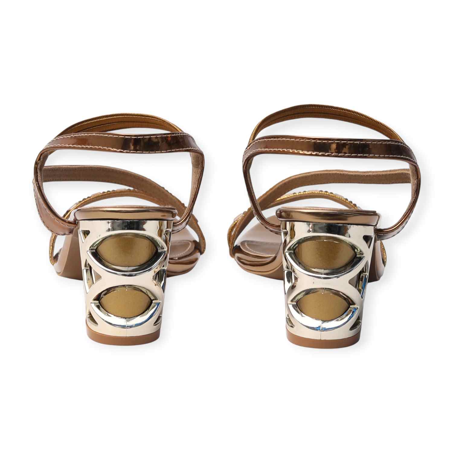 Pinkleaf Women’s Metallic Strappy Block-Heel Sandals