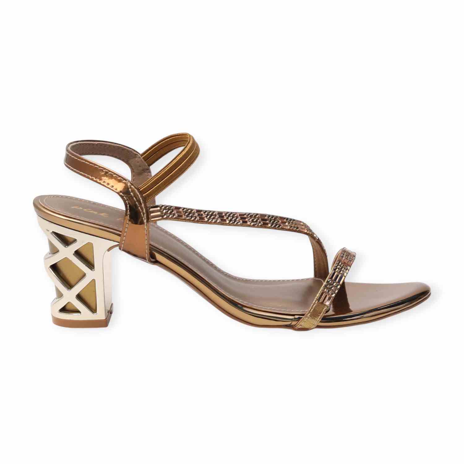 Pinkleaf Women’s Metallic Strappy Block-Heel Sandals