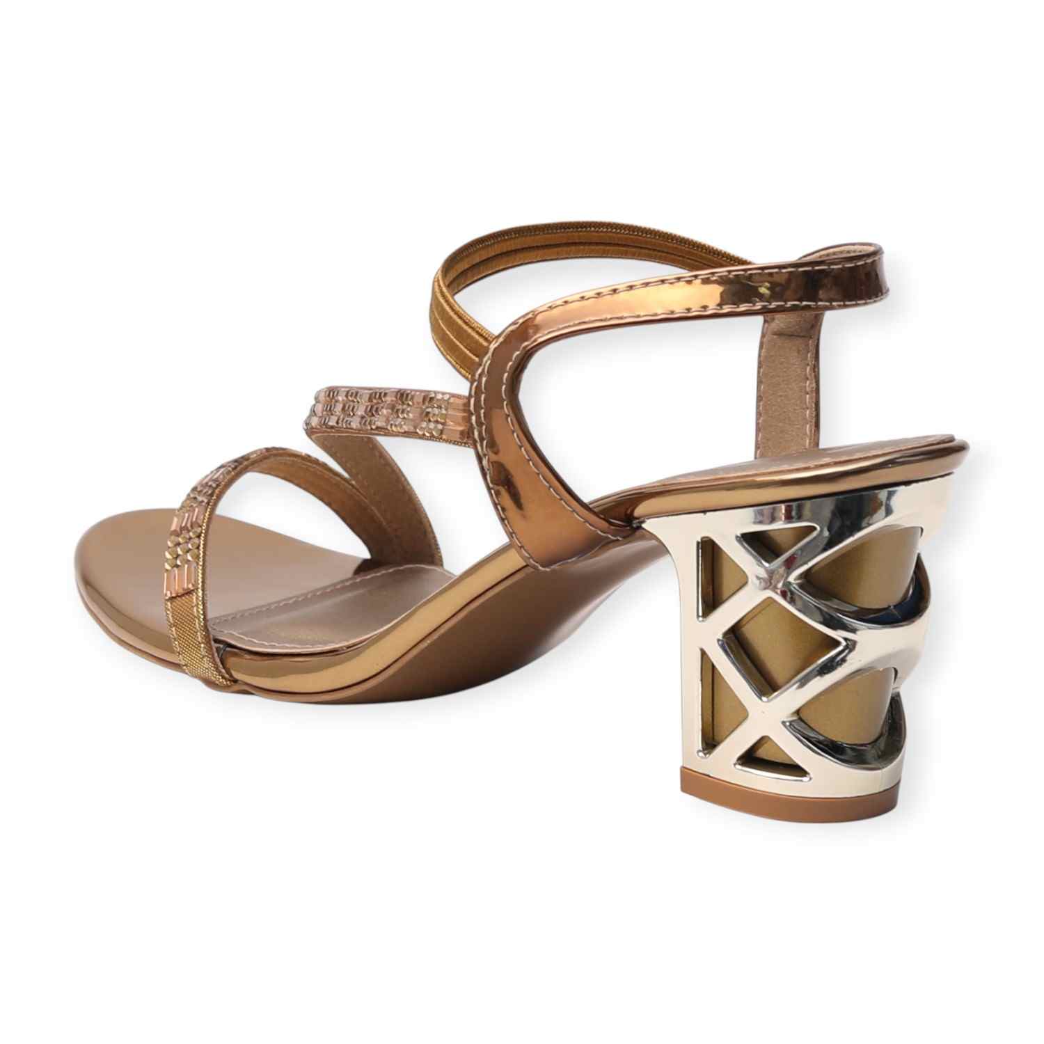 Pinkleaf Women’s Metallic Strappy Block-Heel Sandals