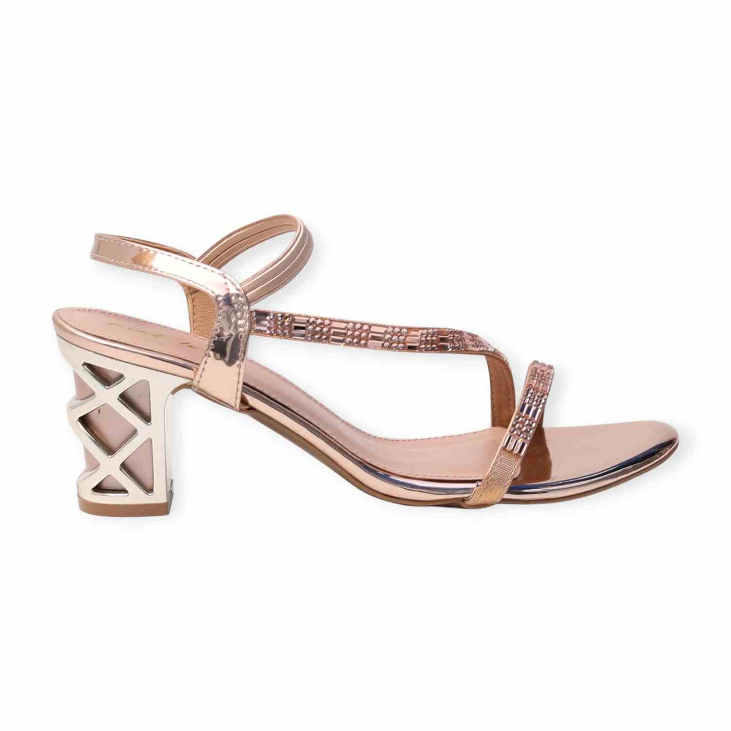 Pinkleaf Women’s Metallic Strappy Block-Heel Sandals